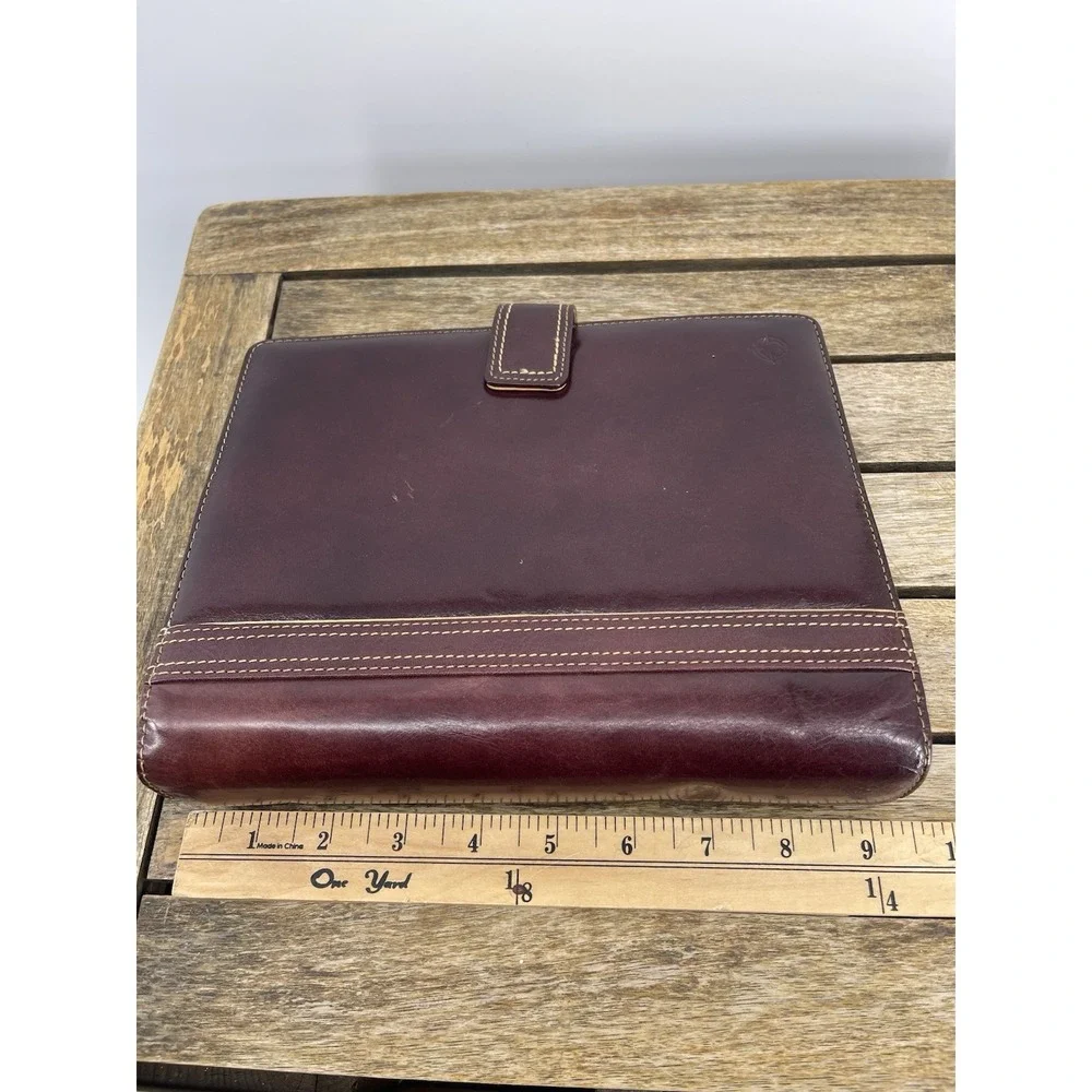 Franklin Covey  VTG Leather Planner Binder Organizer Brown 7 Ring Large Agenda